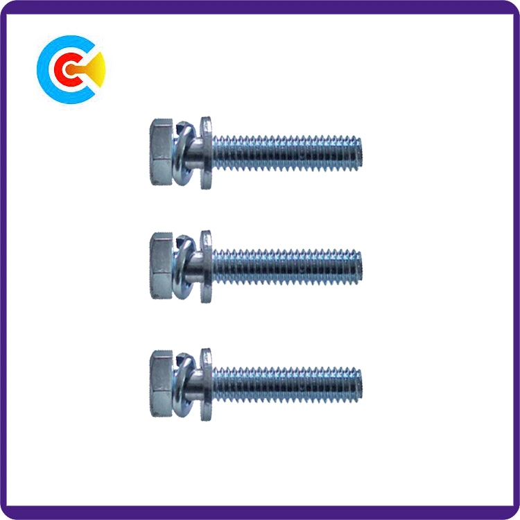 DIN/ANSI/BS/JIS Carbon-Steel/Stainless-Steel 4.8/8.8/10.9 Galvanized Cross Angle Combination Screws for Building/Railway