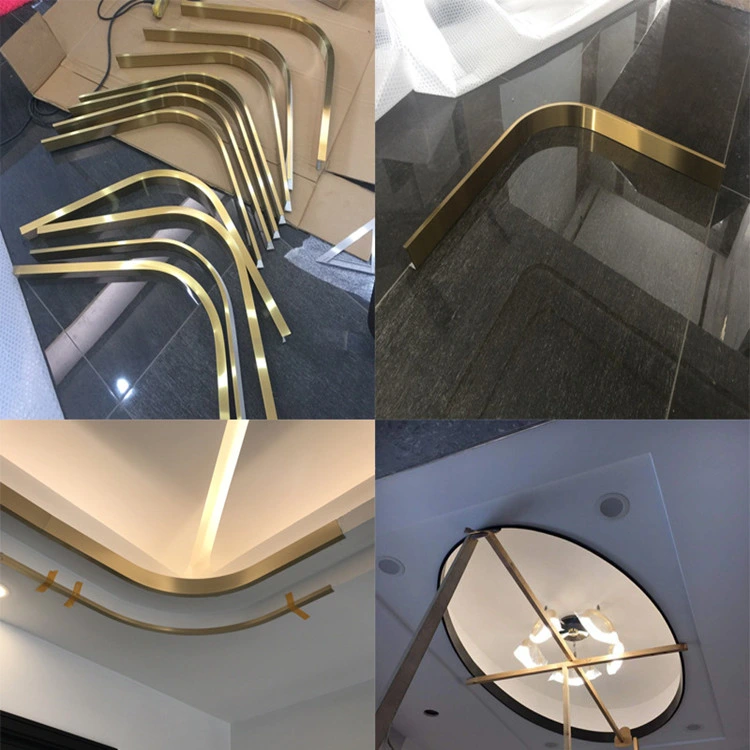 Wall Inlay Stainless Steel Decorative Strip TV Wall Flat Strip Gold Mirror or Hairline