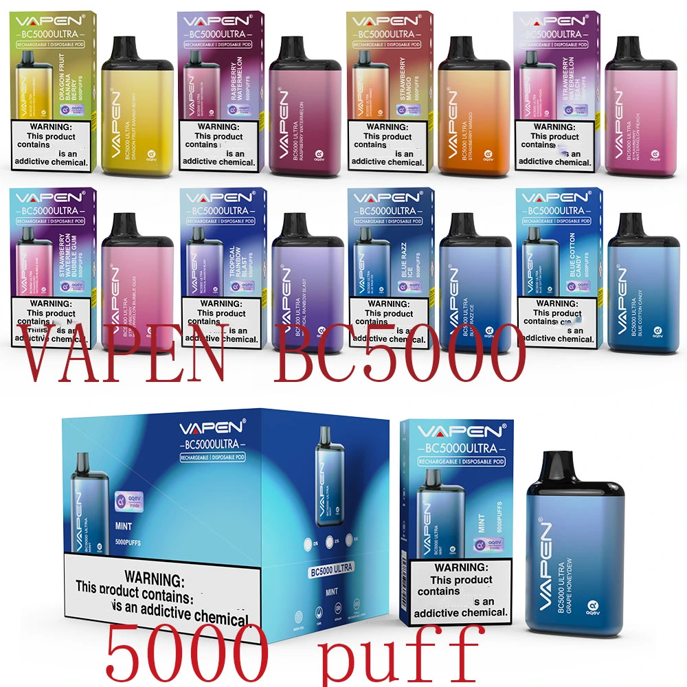 OEM/ODM Vapen BC5000 Ultra World recargable E Cigarette 13ml Pre-llenado Humo metalizado Gradident Vapen 5000 Puffs