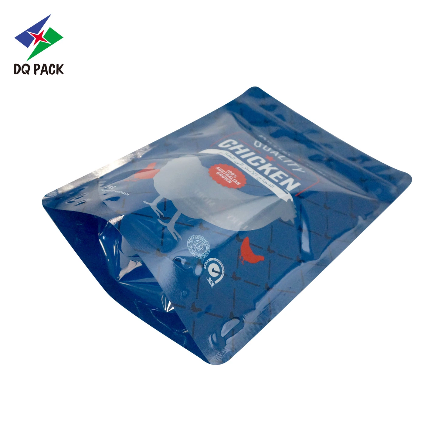 OEM Design Custom Printing Kunststoff Stand Up Ziplock Verpackung Tasche Beutel mit Reißverschluss Fenster für Fleisch Lebensmittel Verpackung