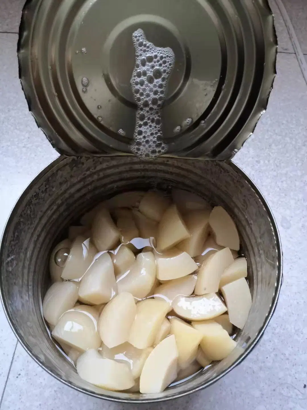 Canned White Peach Wedge Dice in Syrup