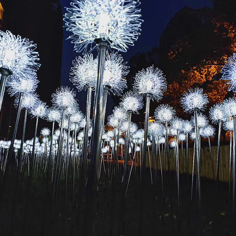 Venda por grosso de fabricantes de fio de alumínio Ball Dandelion lâmpada luminosa exterior Iluminação de jardim relvado do Projeto Plug Lâmpada Paisagem