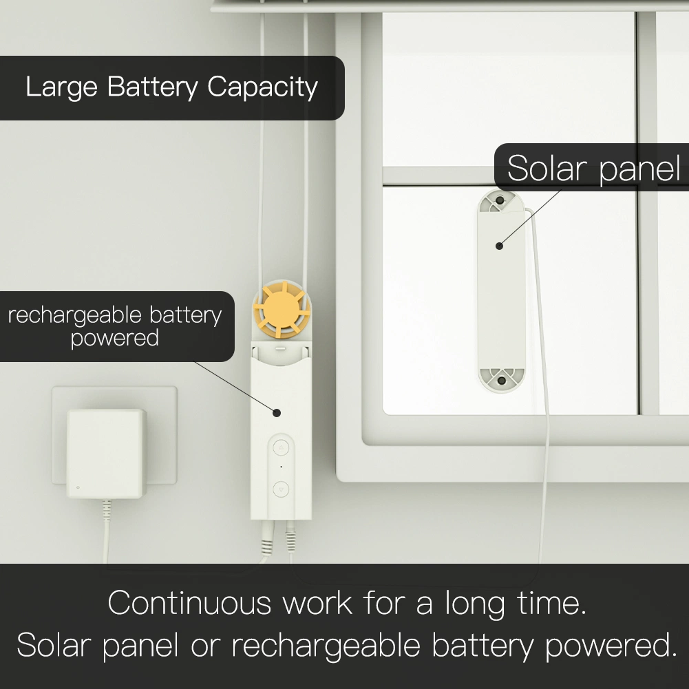 ZigBee Roller Blind Dades Drive Motor، وحدة تحكم عن بعد لاسلكية، مشغلة بواسطة Solar Panel وCharger، لـ Tuya Smartlife Alexa Google Home Automation