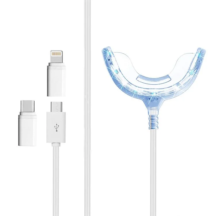 Portátil rentable inteligente USB conectado I-Phone/Android/Tipo C Cold Light dientes blanqueamiento Kits logotipo privado con luz LED