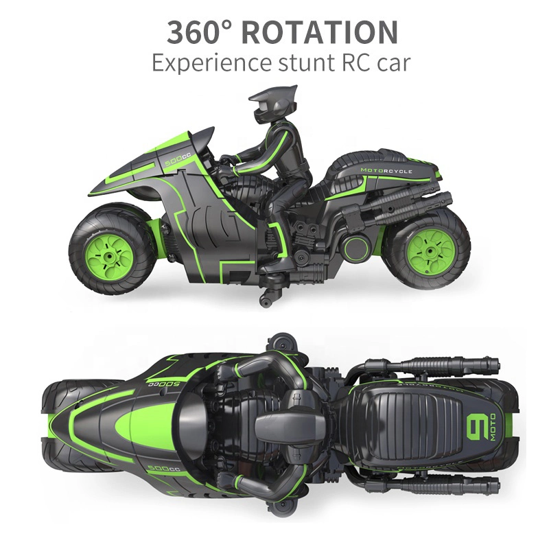 2.4G Moto de Acrobacias RC con Baterías Recargables, Modelo de Motocicleta de Control Remoto Giratoria 360 Grados, Drift, Juguetes de Radiocontrol para Niños, Moto RC
