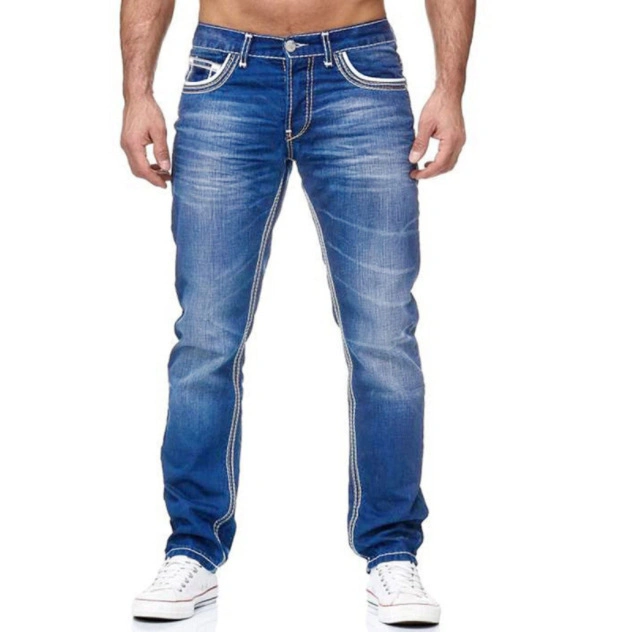 Hombres Denim Slim Reduced Pants Casual Leisure Jeans para hombre con Agujero