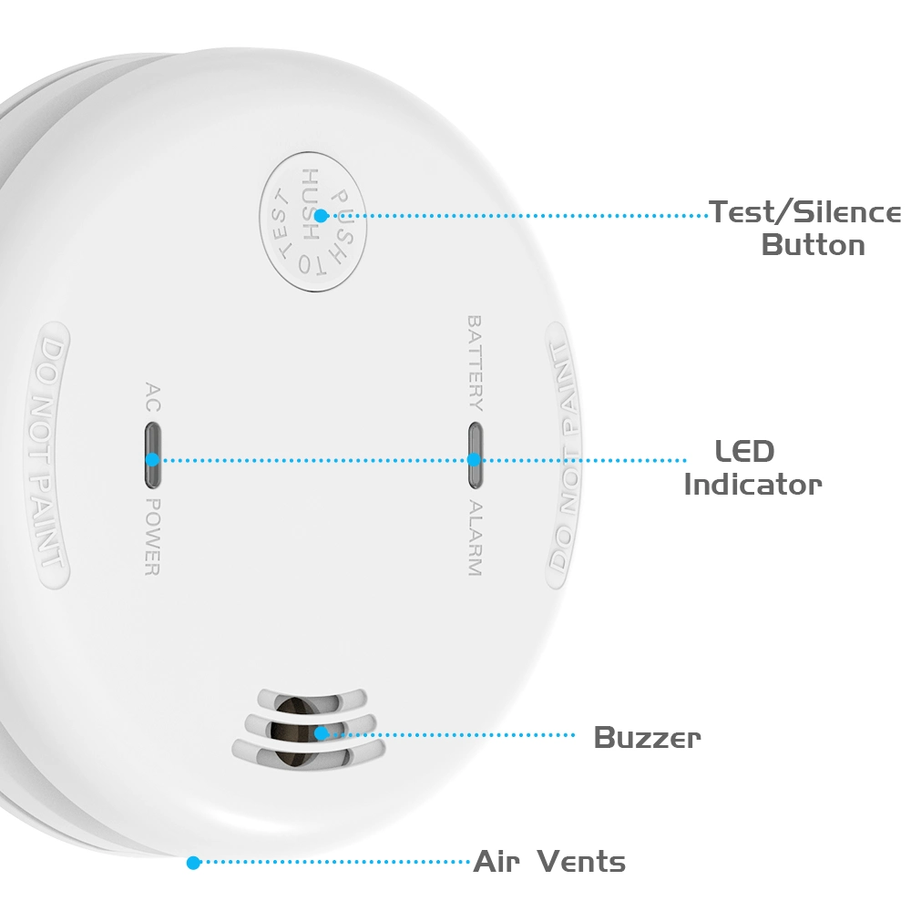 Alarma de humo de alimentación principal con módulo RF 433MHz DC 9V Batería de reserva