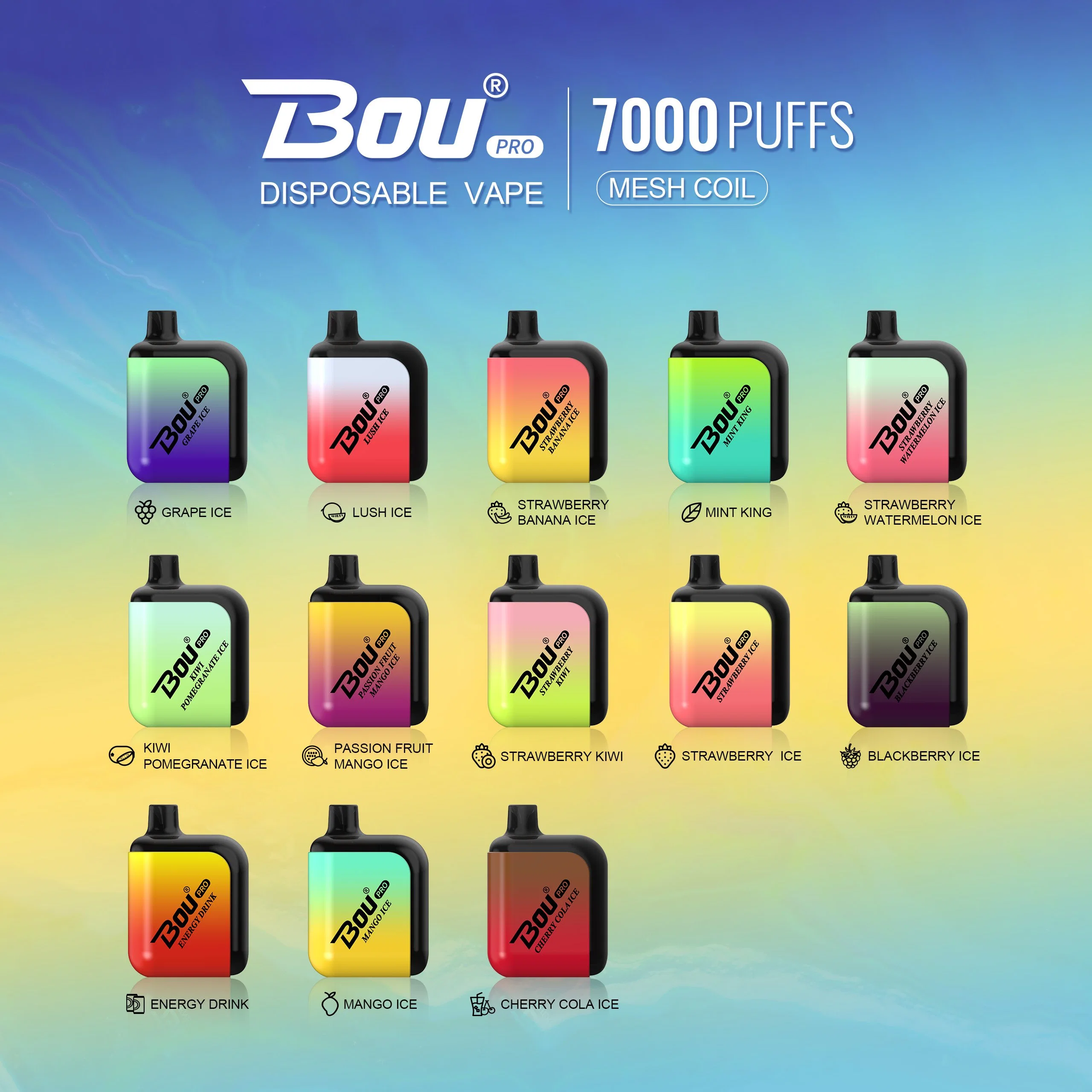 Bahrein Wholesasle Vape Bou Shenzhen descartáveis produzidos Original Bou PRO Estilo Caixa Ecig com borlas para 7000