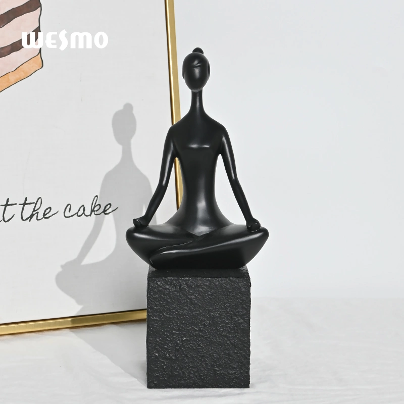 O Artesanato de resina aceita Escultura de figura feminina em Preto entalhado em resina personalizada Decoração de casa com base