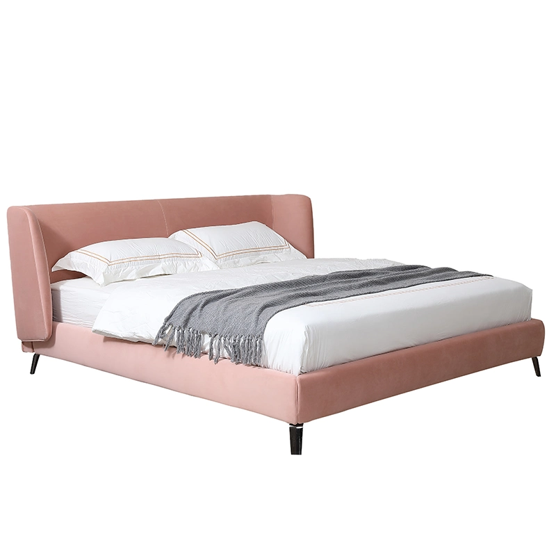 Accueil Mobilier Canapé-lit Tissu en velours rose lit Queen Size