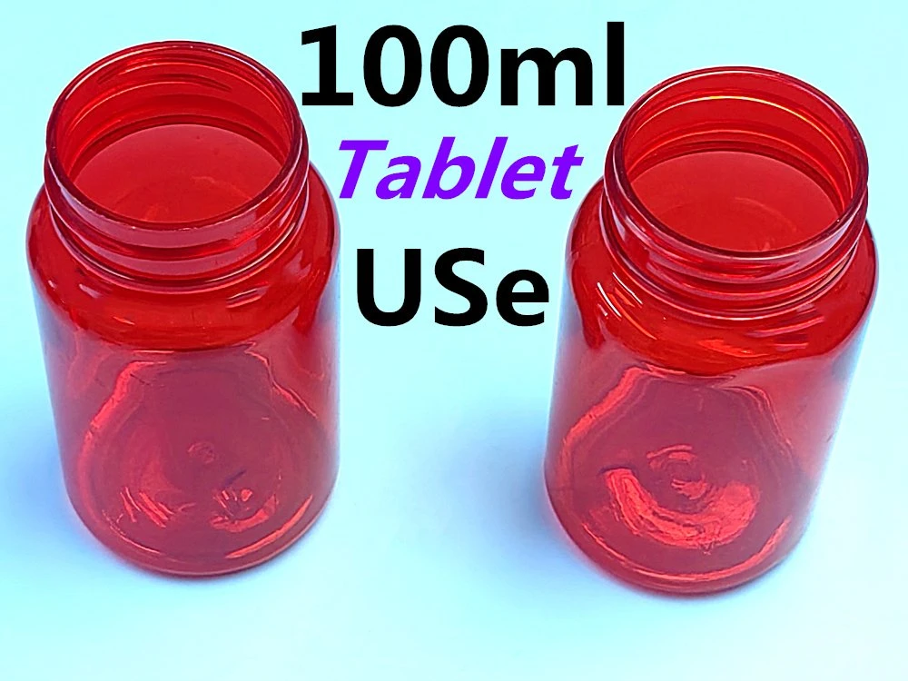 Hot Sale barato 100cc 150cc Red transparente Tablet botella mascota Cápsulas de plástico para medicamentos envase farmacéutico con sello de inducción Forro