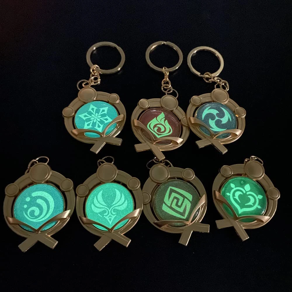 COB LED 2022 Trending Metal Genshin Impact God Eyes Game Promotional Gift Original Factory Made Gold Plated Custom Design Glow in Dark Keychain