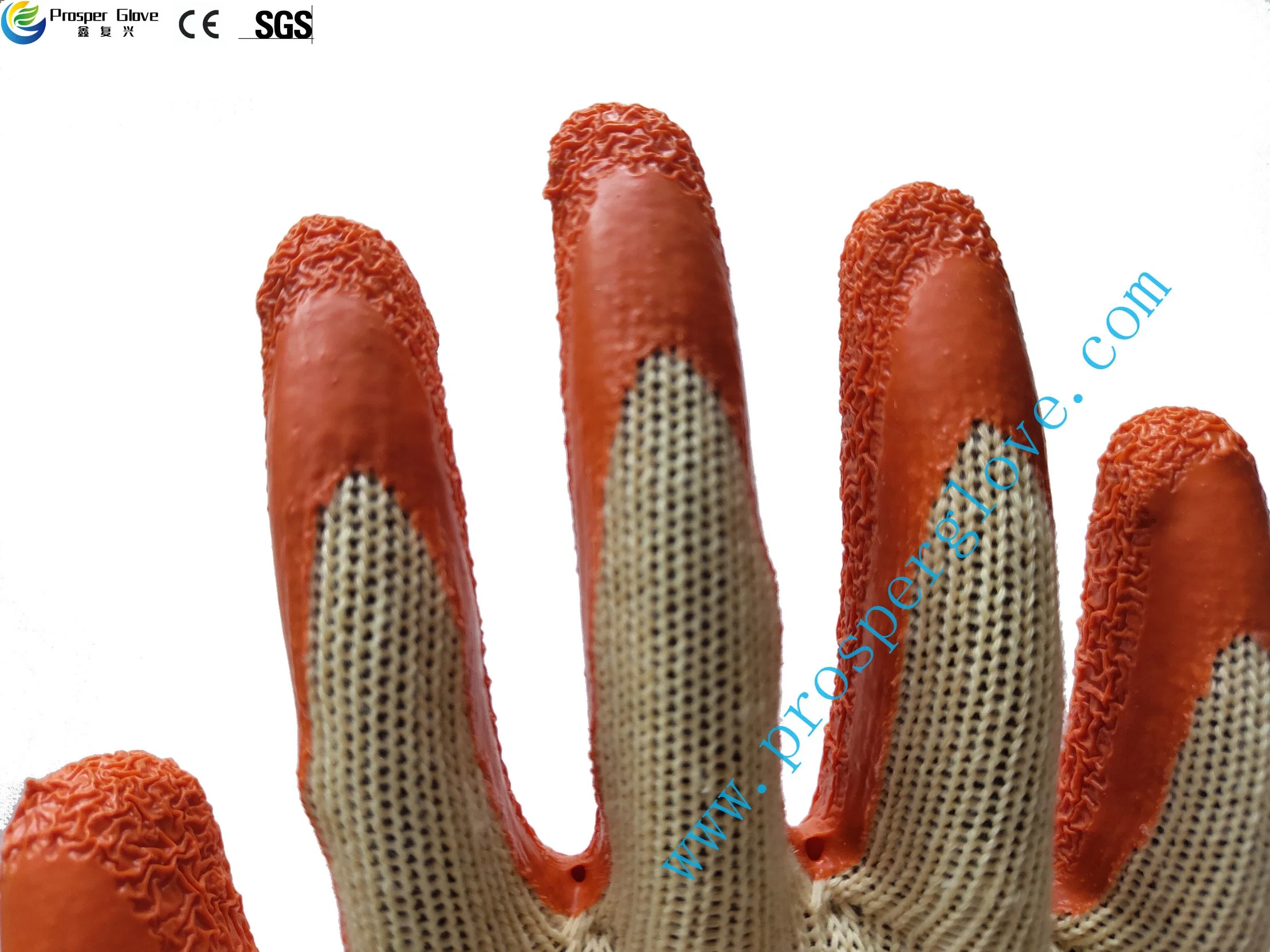 En388 CE 5 Thread Cotton Protective Labor Rubber Latex Crinkle Coated Industrial Working Safety Work Glove