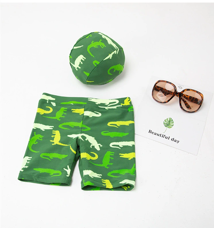 Boy Swim Suits Boxer Trunks Swimsuit Surf Banadores Green Croc Swim Shorts