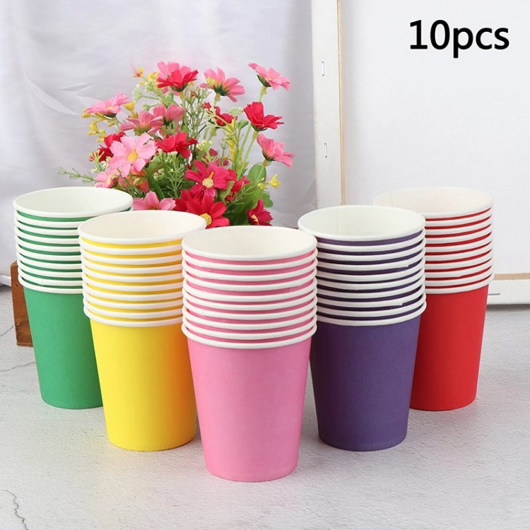 10PCS Color Disposable Cups Handmade Paper Cups Kindergarten DIY Handmade Materials Household Coffee Cup with Printing Logo