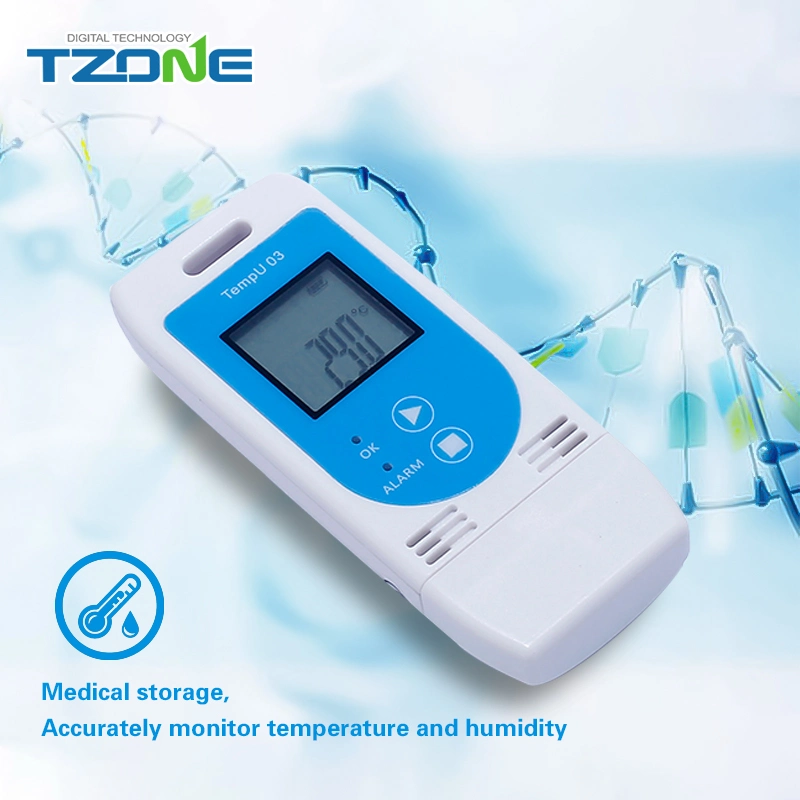 Datos de temperatura de pantalla USB LCD TZone Tempu 03 de alta precisión Registrador