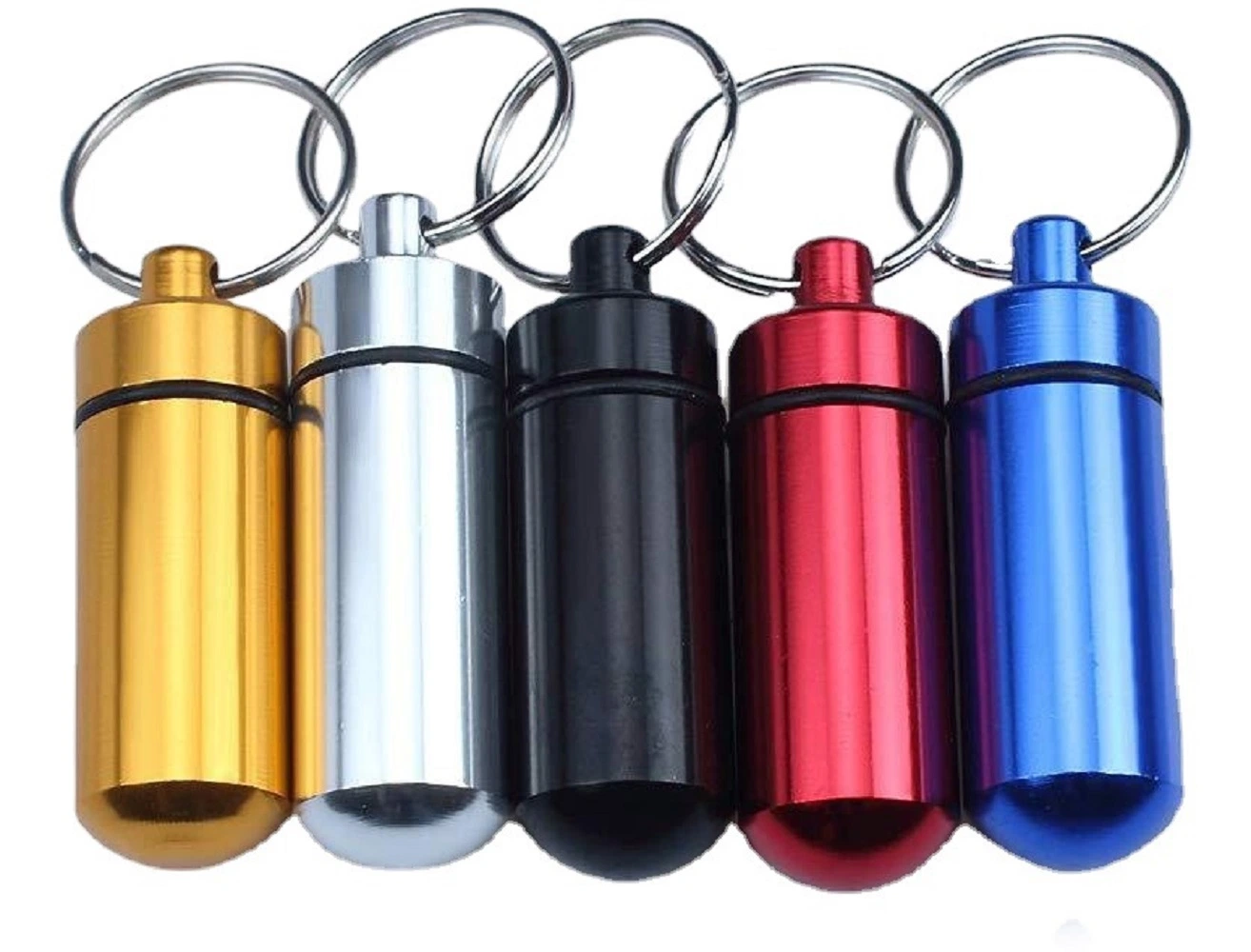 Aluminum Pill Box Case Waterproof Bottle Holder Keychain Container Wbb18364