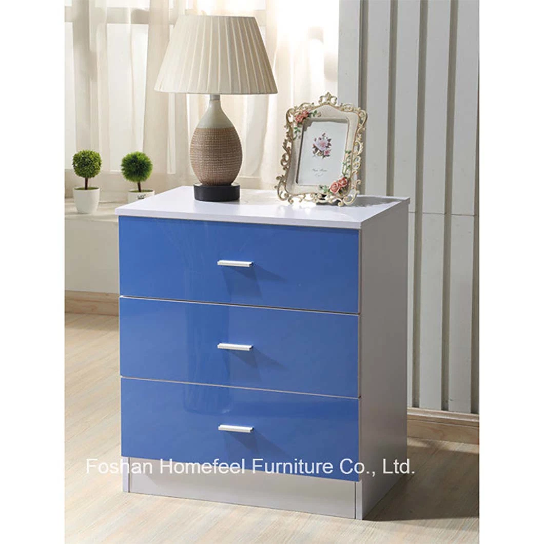 High Gloss Blue Kids Wardrobe Dresser Bedroom Furniture Set