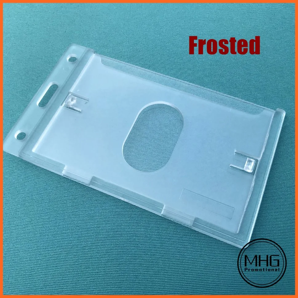 Side-Loading Frosted Vertical Rigid Plastic Badge ID Card Holders