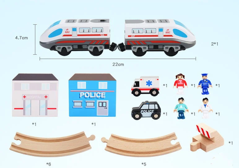 50 PCS Juego de tren de madera de la cadena de tren