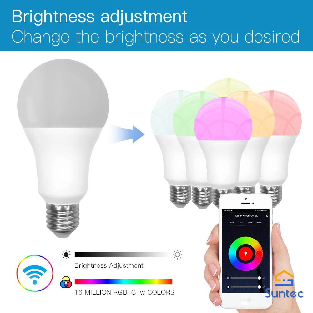 Lámpara LED de iluminación LED Lámpara de luz inteligente E27 una bombilla de 14W Página principal de Google Alexa Tmall Genie Teléfono móvil de voz tuya APP