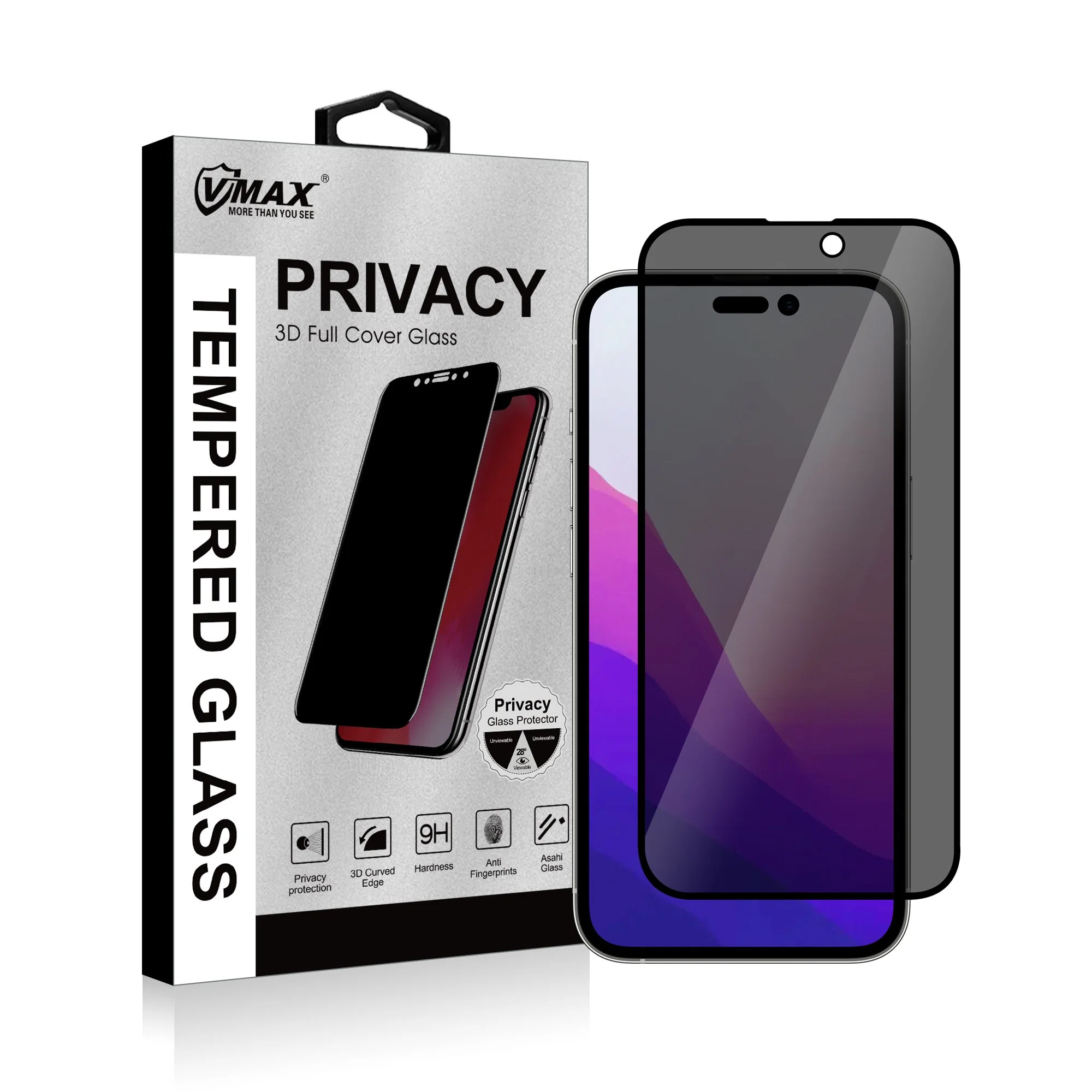 Couvercle intégral de la Vmax de la marque de 9h de titane noir protecteur d'écran verre trempé de couleur pour le téléphone 5 / 6 / 6 Plus et d'autres accessoires de téléphonie cellulaire / Film de protection