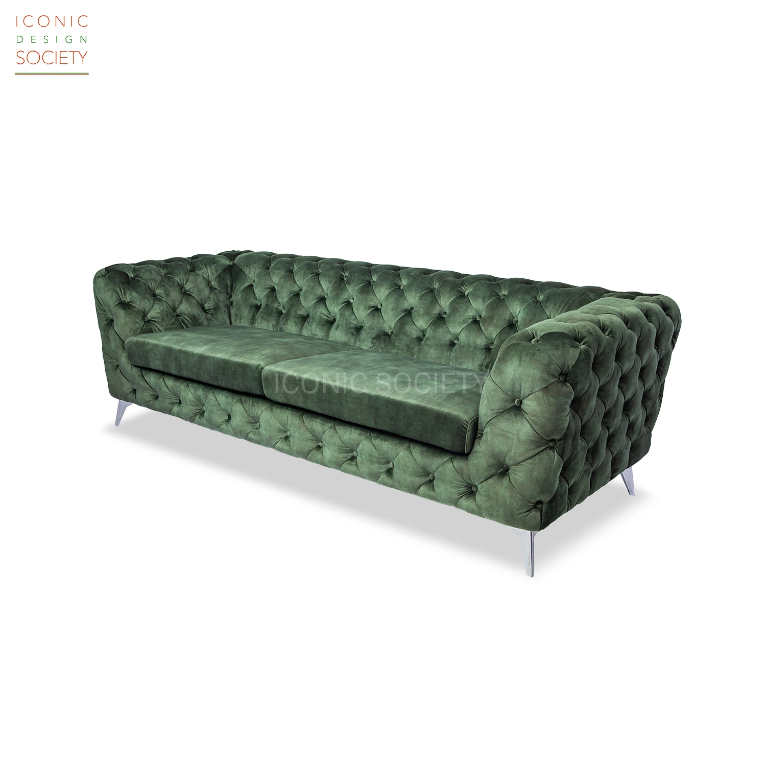 Moderno Living Room Furniture Hotel Luxury Leisure Button tufou Chesterfield Sofá de cama em tecido Velvet com móveis
