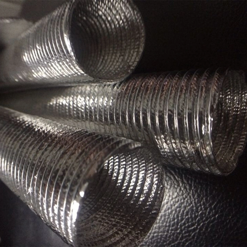 Conducto de aire caliente de aluminio tubo flexible resistente al calor del motor de coche Tubo compuesto corrugado con protector térmico de aluminio