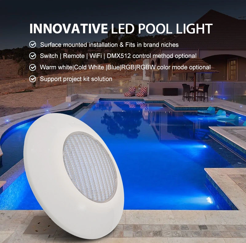 Marca Hotook Piscina 24W RGB llenos de resina AC12V remota IP68 Resistente al agua nadando en la pared bajo el agua de la luz de la piscina