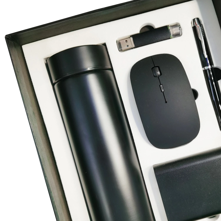 Luxury Gift Set Packaging Business with Vacuum Flask+Signature Pen+Power Bank+Mouse+USB Promotion Gifts Set