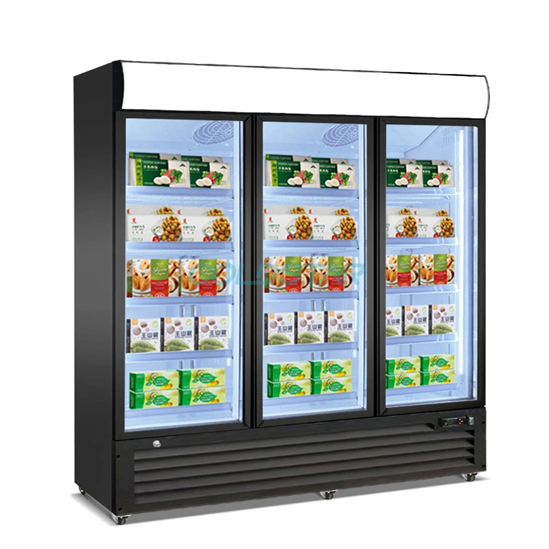 Automatic Defrosting Double Door Upright Freezer Showcase