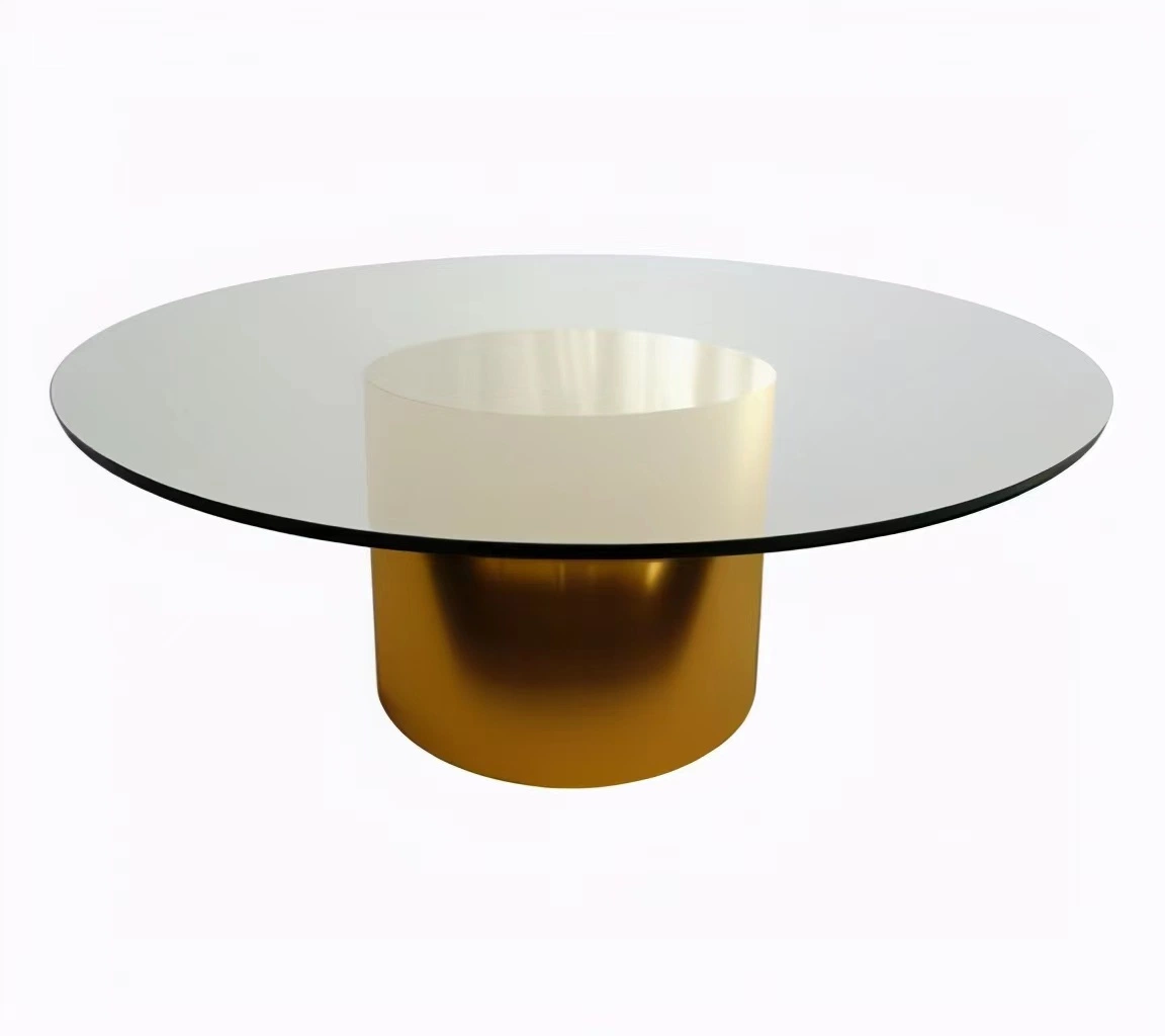 Top Quality Metal Round Gold Table Modern Living Room Furniture Living Room Edges Silver Coated Round Glass