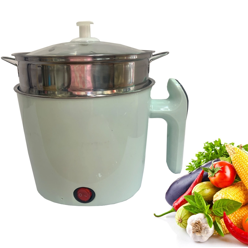 Electric Pot Style Rice Cooker Mini Steamer Multicooker with Glass Lid Rice Measuring Cup and Steam Stainless Steel Plate