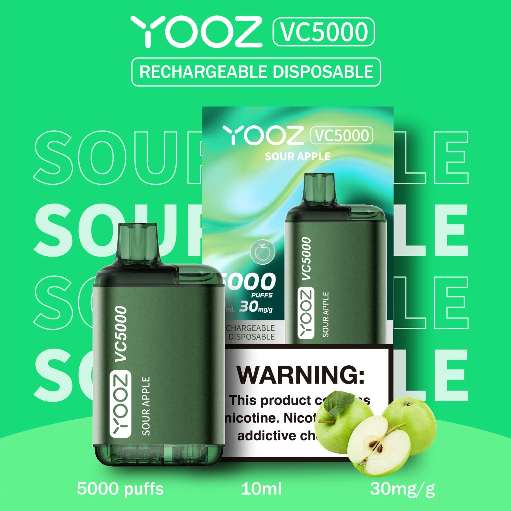 2023yooz nouveau produit, Yooz Vape jetables d'origine VC5000, saveur de fruits, rechargeable, commerce de gros de Shenzhen Cigarette électronique