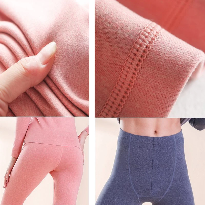 Men Women's Ab Double Sided Fleece Thermal Top Long Johns Bottom 2 Pieces Heated Thermal Underwear Set