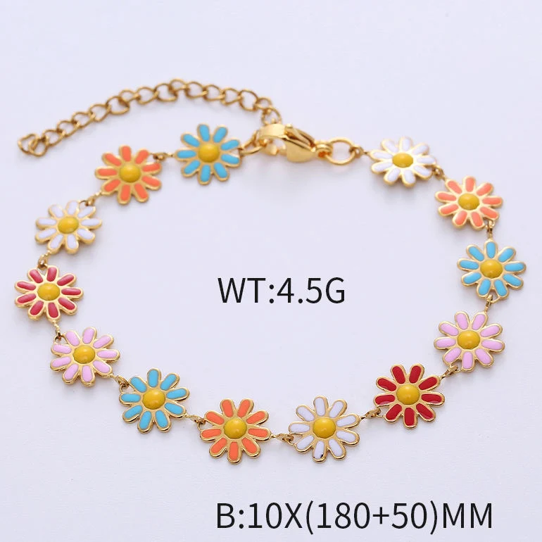 Fashion Geometry Daisy Bracelet Stainless Steel Adjustable Women's Bracelet