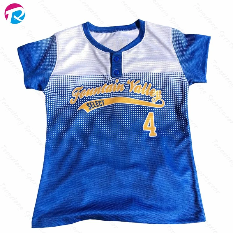 Custom Sublimation Baseball Jersey 100% Polyester Blank Softball Jersey Full Button T-Shirts