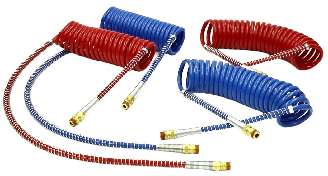 Truck Coiled Nylon Air Brake Hose Red/Blue Set SAE J844 spiral Air Hose Tube