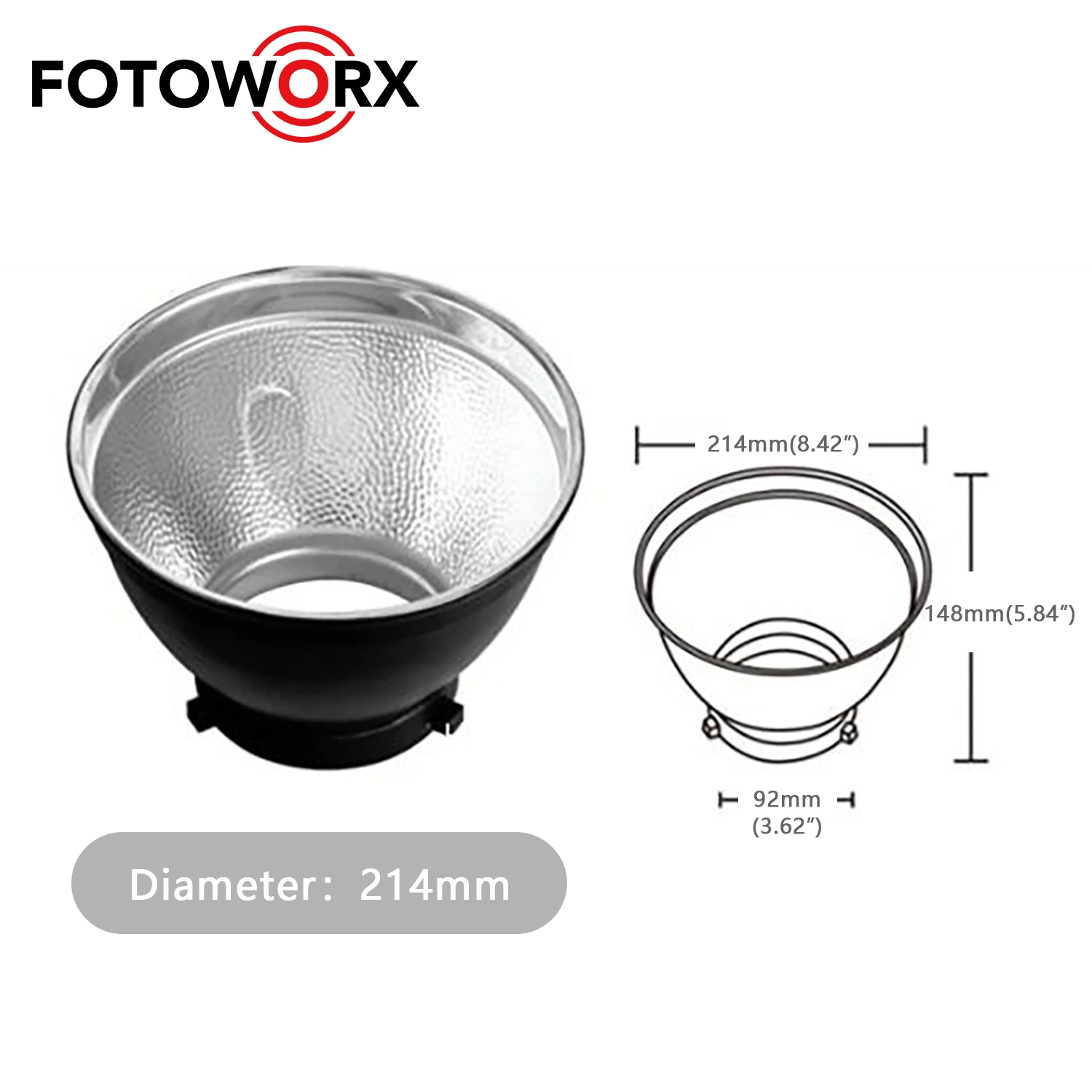 Dia214mm Standard Reflector Lampshade Dish Diffuser for Studio Strobe Flash Light