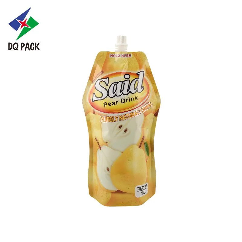 Dq Pack Custom Printed Mylar Bag Reusable Liquid Spout Pouch Packaging Bag Stand up Pouch with Spout for Juice Packaging