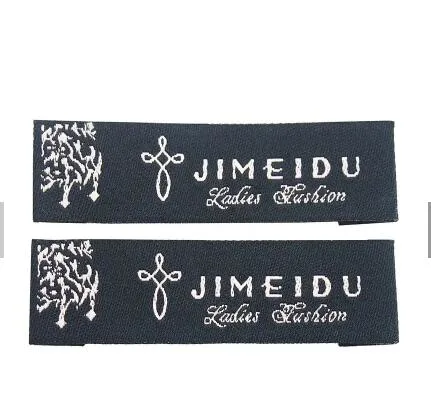 High Density Woven Labels Yarn Taffeta Black on Black Clothing Woven Label