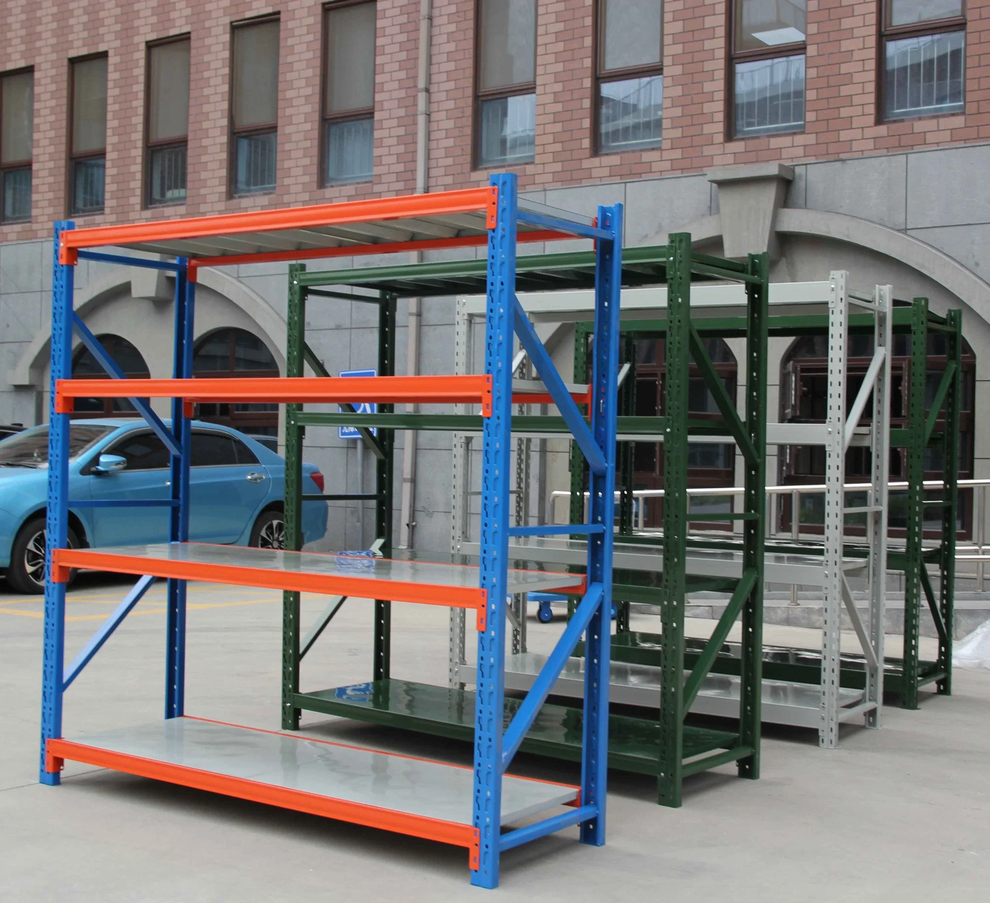 مخزن المصنع السعر الرف المخصص نظام متسابق التخزين المتعددة الرف مع منصة خشبية بلاستيكية