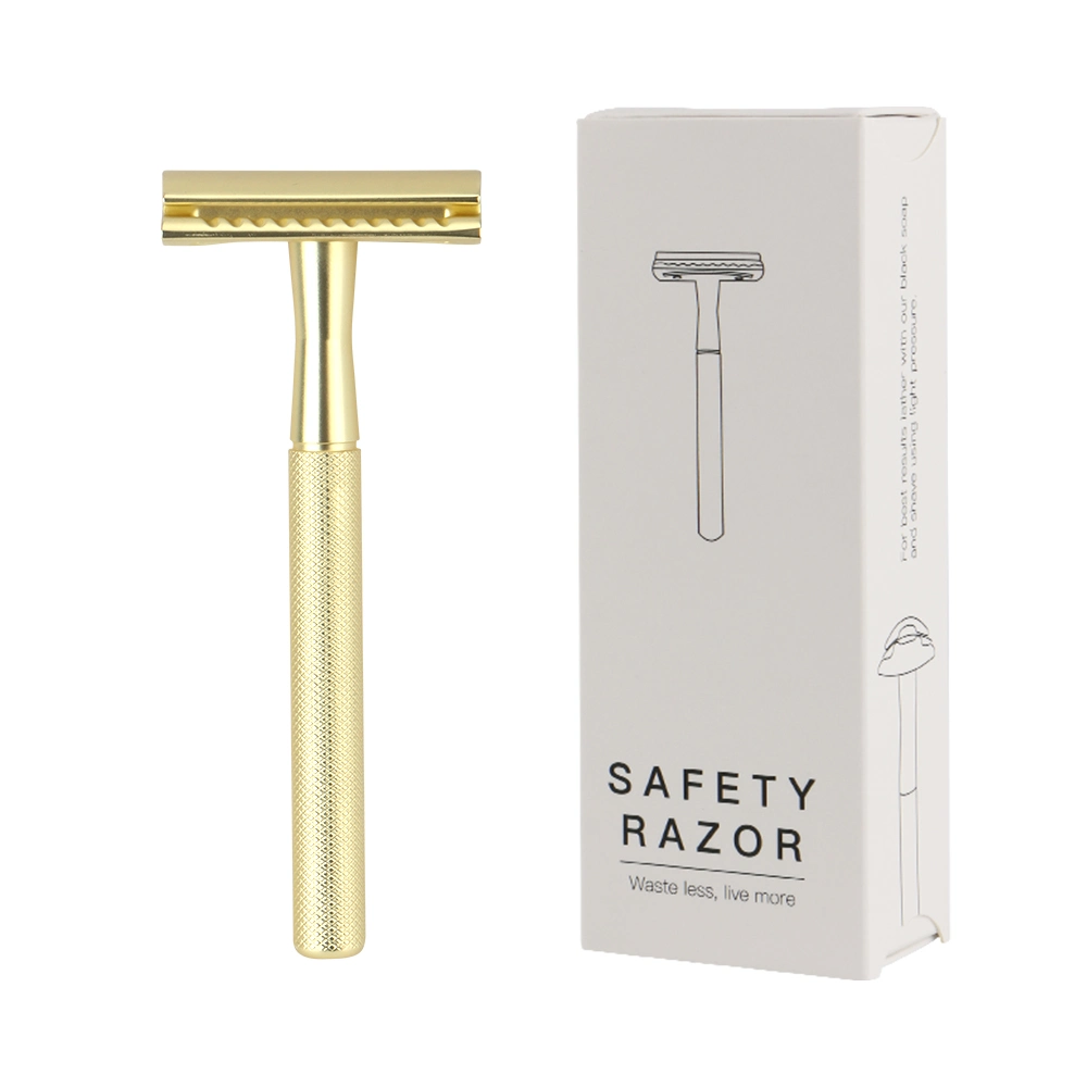 New Golden Color Customized Packaging Brass Handle Classic Design Metal Shaver Wet Shaver Safety Razor