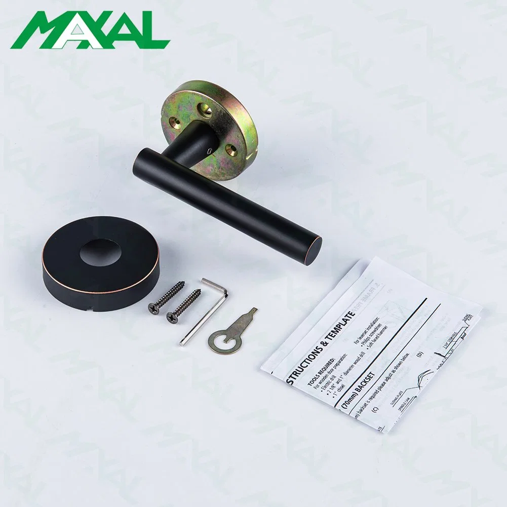 Round Handle Black Single Lever Door Front Dummy Lock with Zinc Alloy