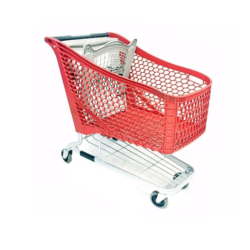 Nuevo supermercado de alta calidad de mano de plástico Push Cart Carrito de compra