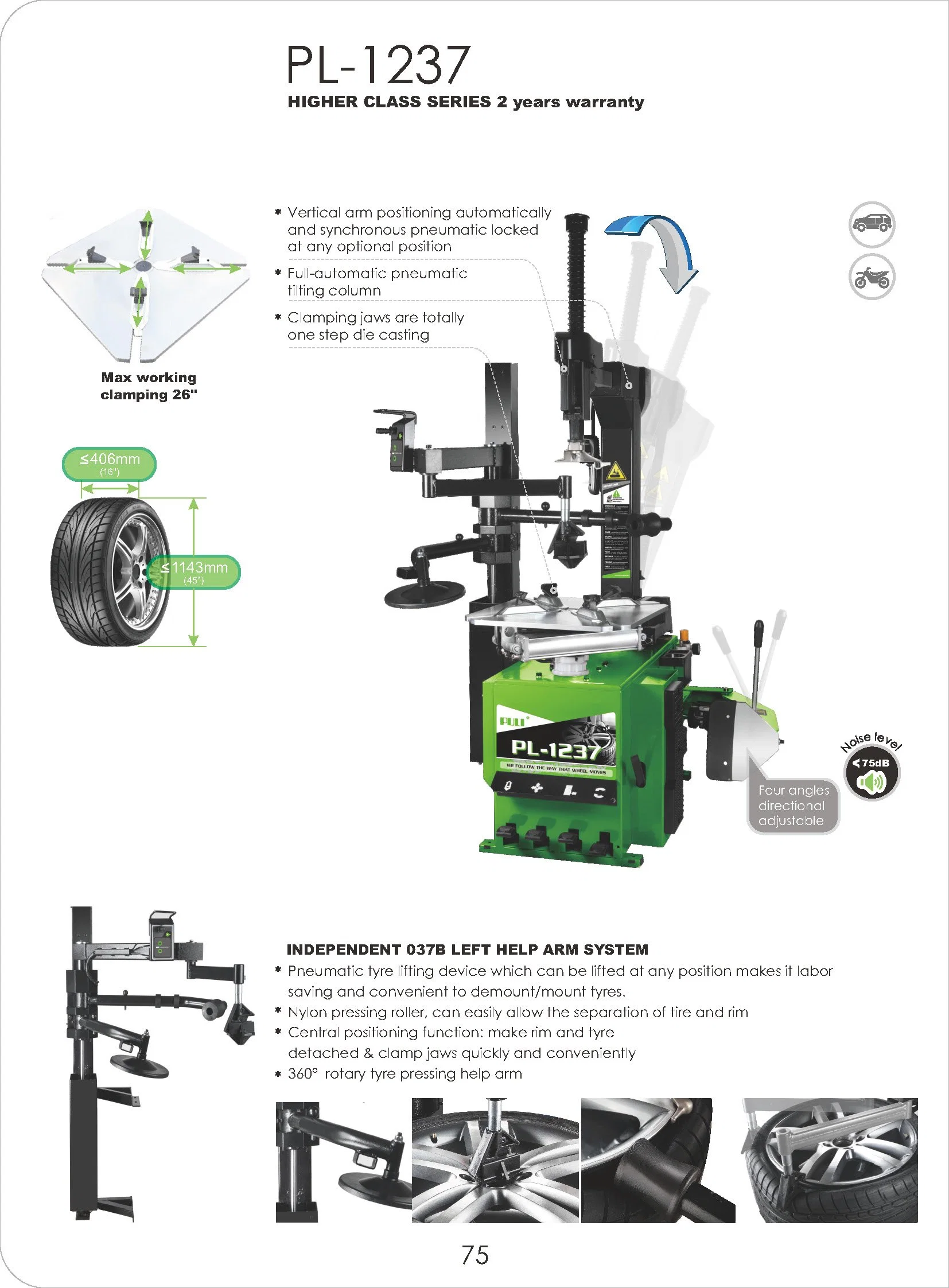 Puli Full automático basculante cambiador de neumáticos CE Precio PL-1237 Auto Equipo de reparación de mantenimiento en venta