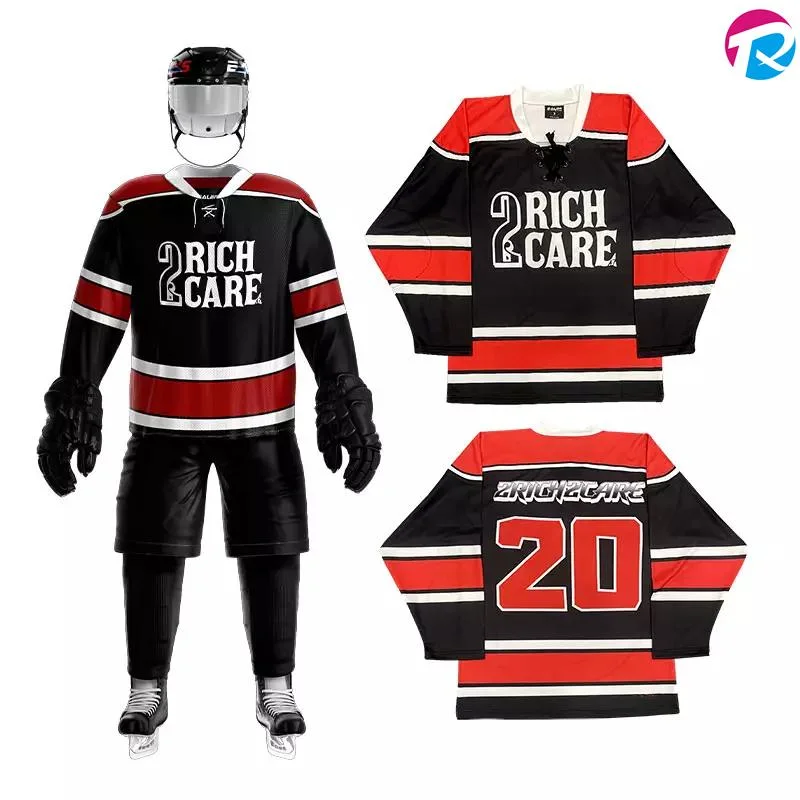 Meilleur vendeur broderie Sublimation équipe personnalisée Reversible Hockey Jersey/Goalie Chemises