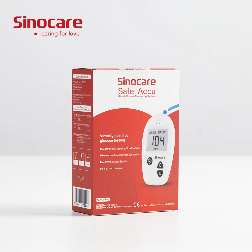 Sinocare Blutzucker-Monitor Digital Smart Glucometro Glucometer Blutzucker Messgerät mit Teststreifen für Diabetiker