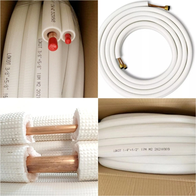 Refrigeration Parts 3/8 Inch Air Conditioning Rubber HVAC PVC Insulated Copper Pipe