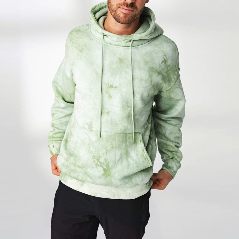 100%Cotton High Neck Plain Workout Tie Dye Pullovers Hoodies for Men